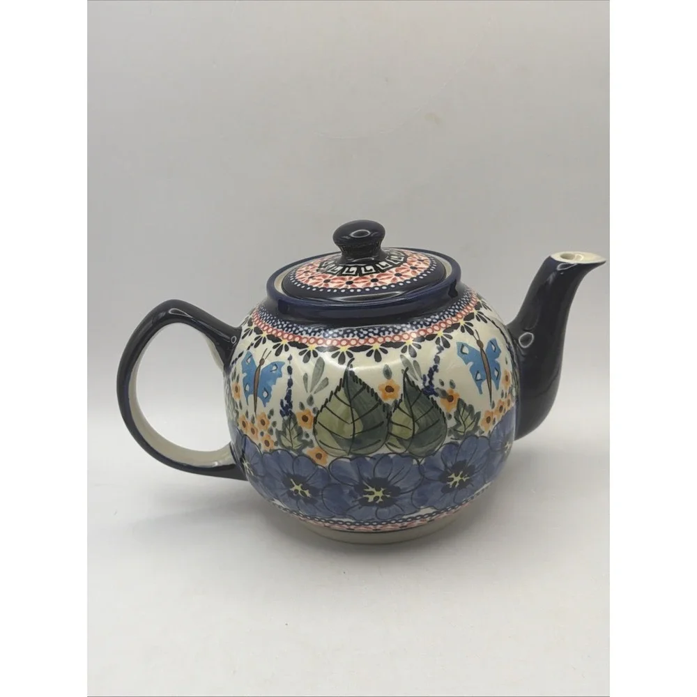 Blue Rose Polish Pottery Hummingbird Small Teapot
